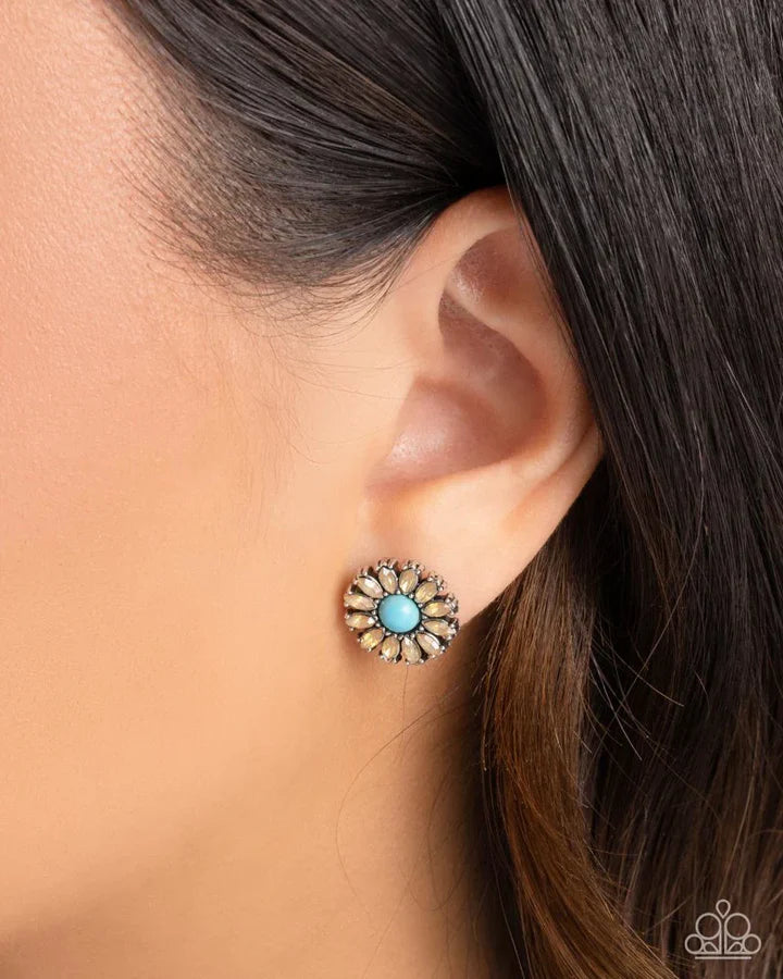 Santa Fe Showcase - Yellow & Blue Stone Post Earrings