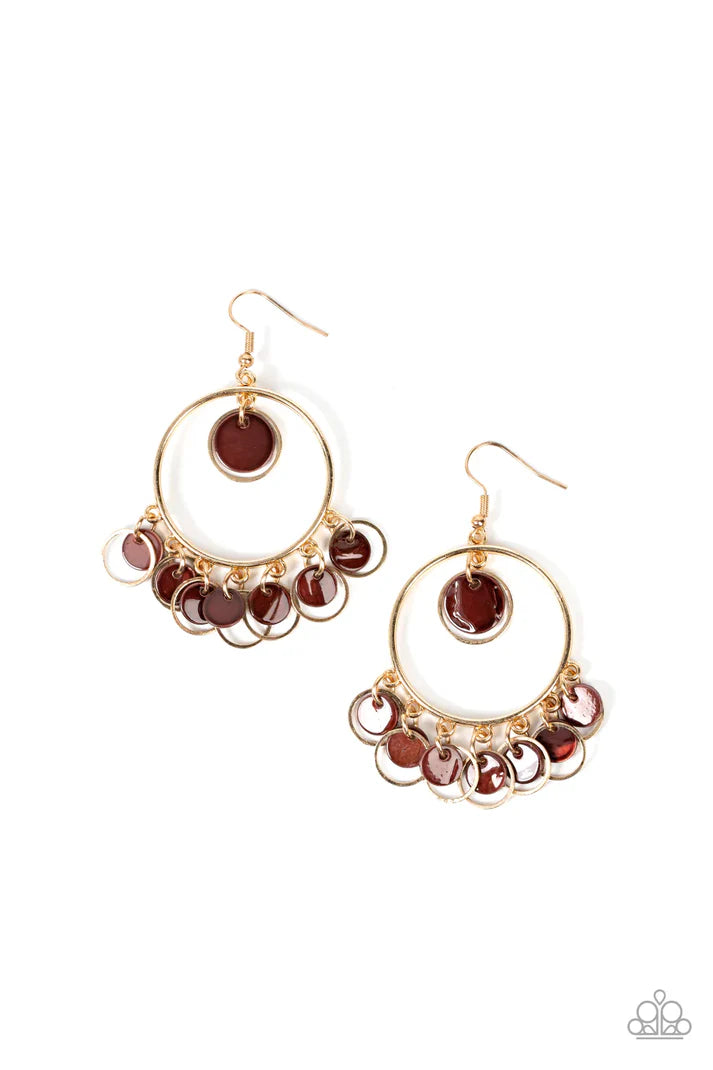 Cabana Charm Brown & Gold Earrings