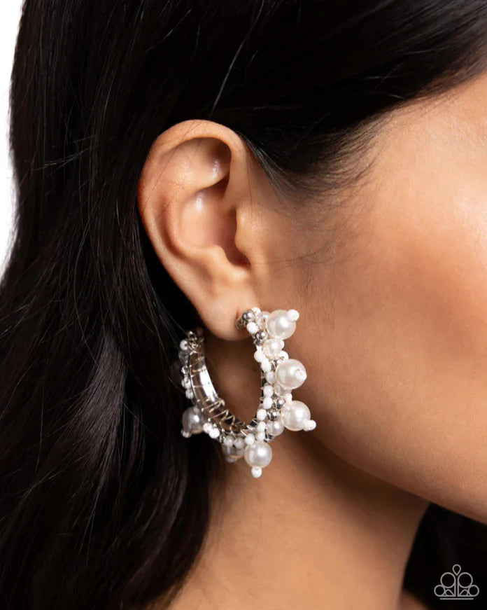 Elite Expense - White Hoop Earrings