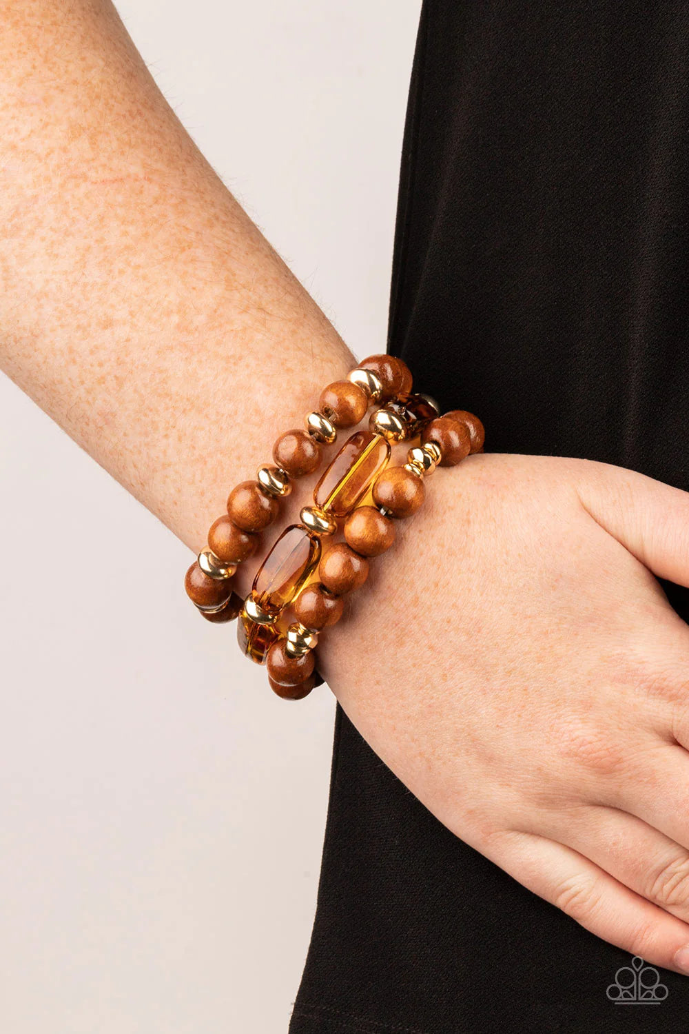 WILD-Mannered - Gold & Brown Wood Bracelet