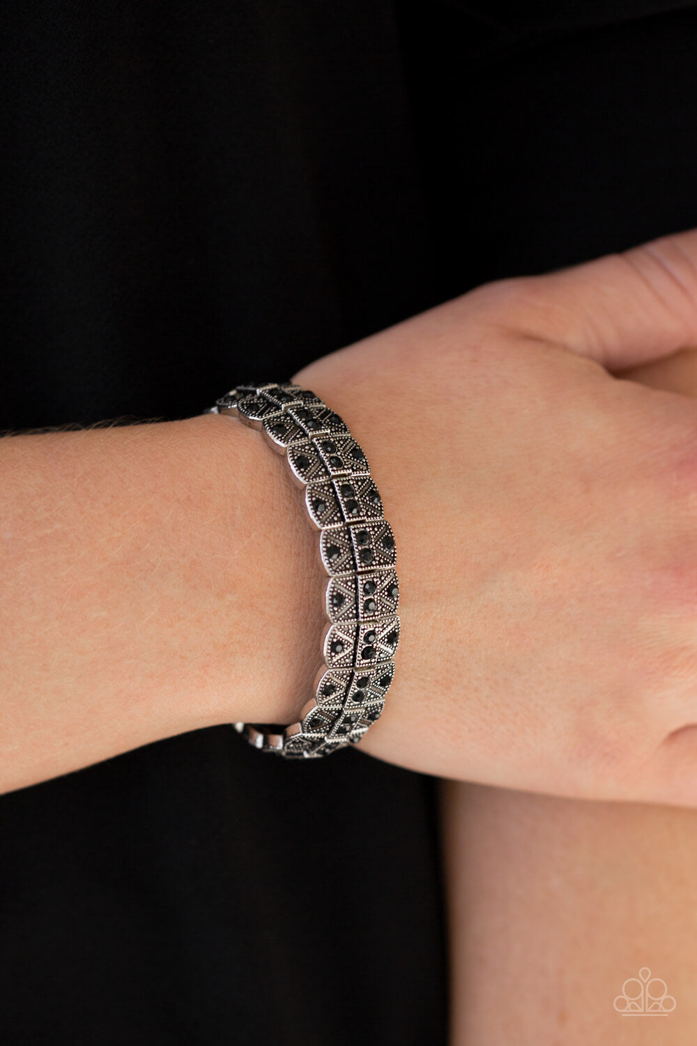 Modern Magnificence - Black Rhinestone Bracelet - Princess Glam Shop