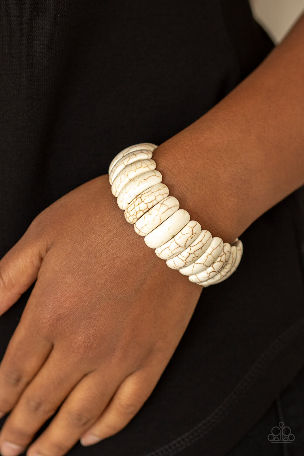 Peacefully Primal - White Stone Bracelet - Princess Glam Shop