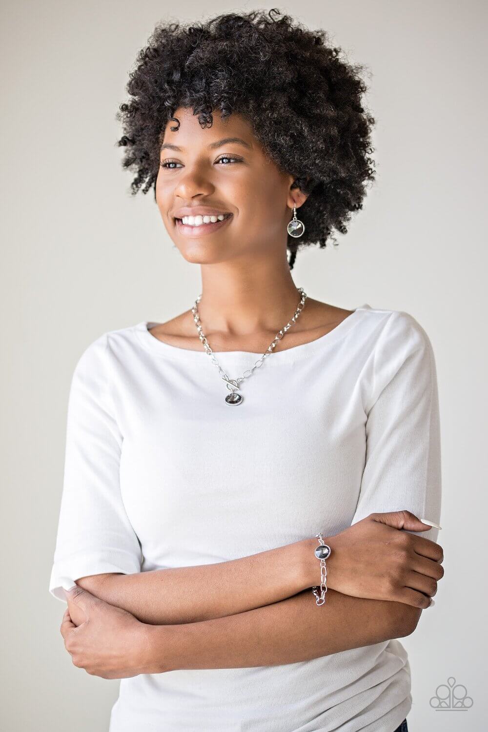 She Sparkles On - Silver Necklace Set & Bracelet Combo - Princess Glam Shop