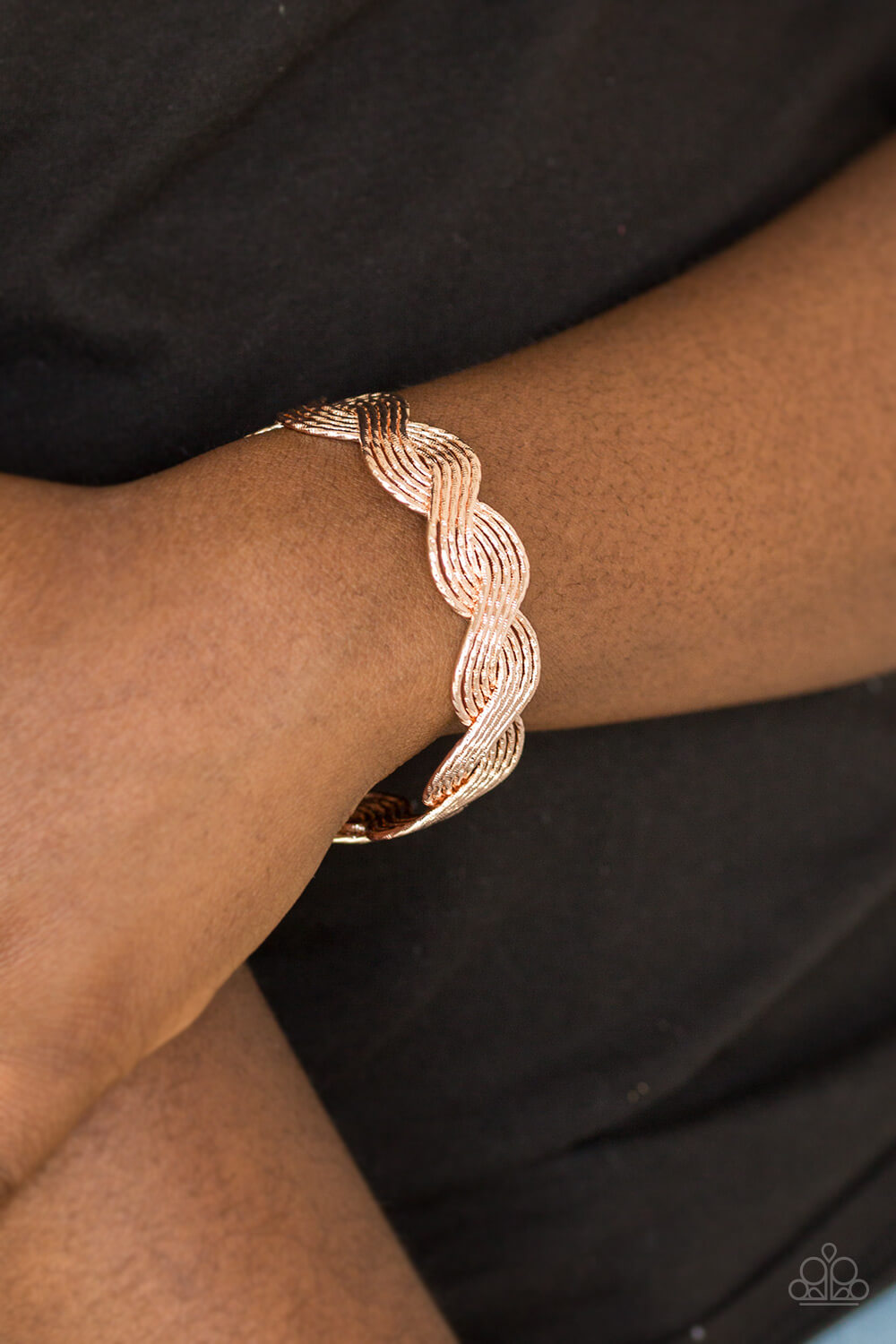 Braided Brilliance Rose Gold Cuff Bracelet - Princess Glam Shop