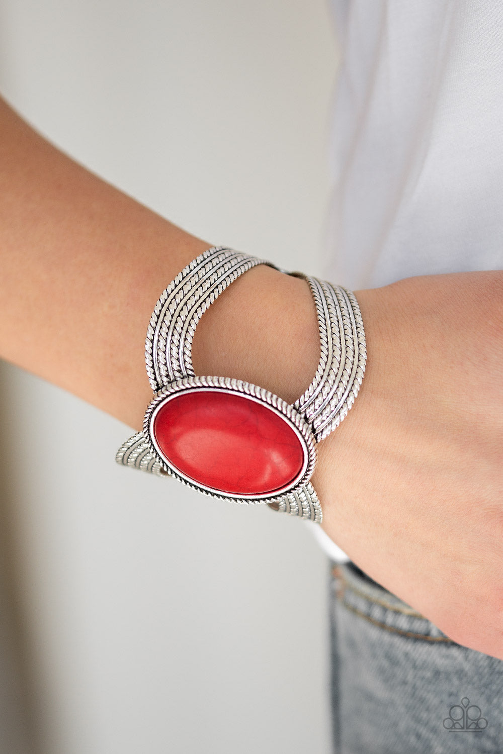 Coyote Couture - Red Stone Cuff Bracelet - Princess Glam Shop