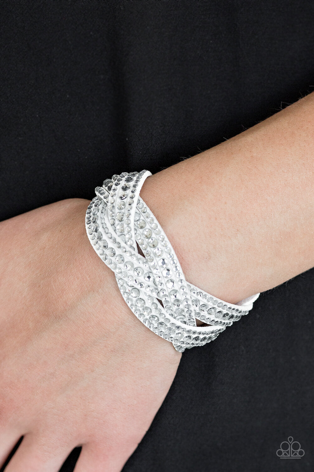 Bring On The Bling - White Braided Snap Bracelet - Princess Glam Shop