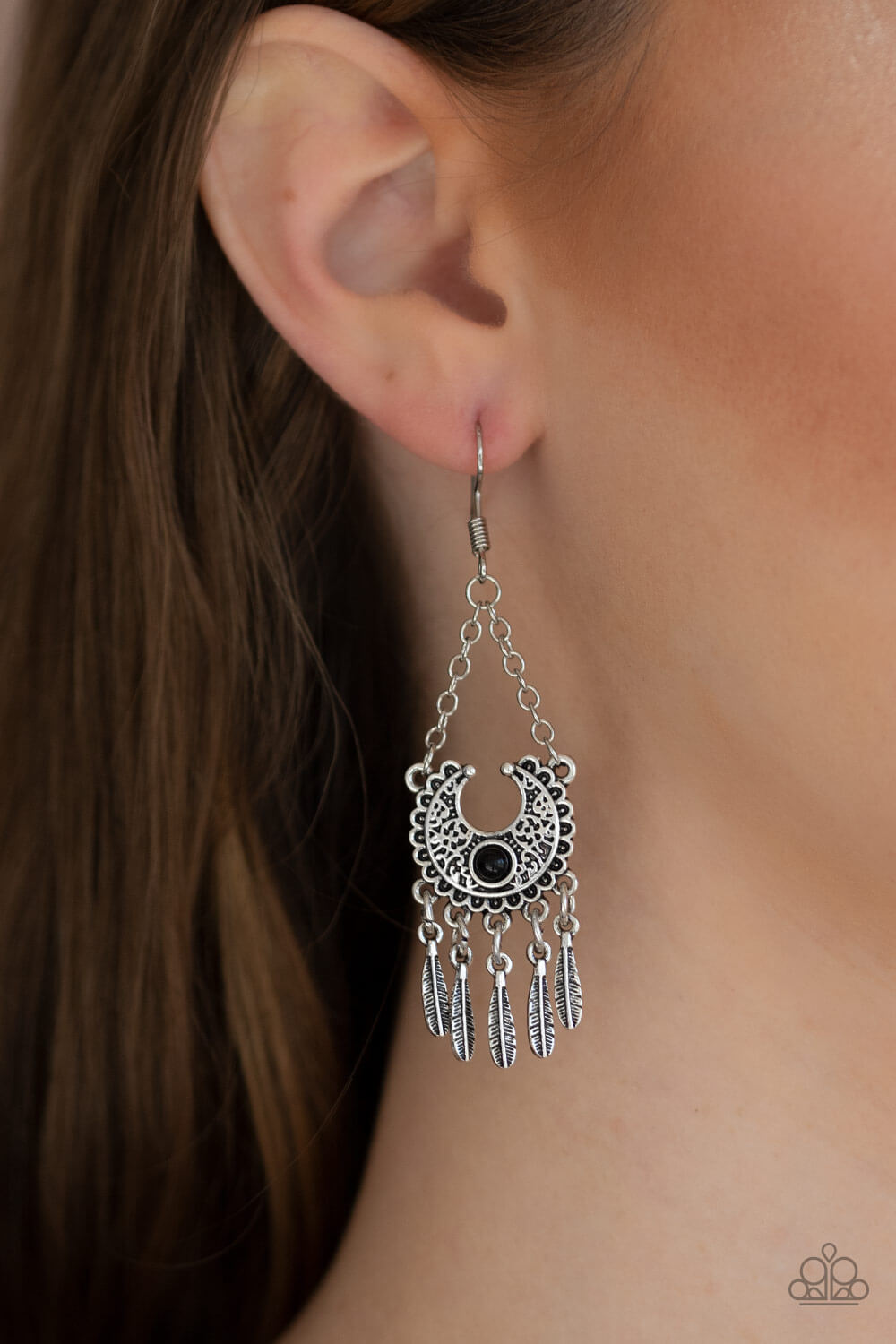 Fabulously Feathered - Black Earrings - Princess Glam Shop
