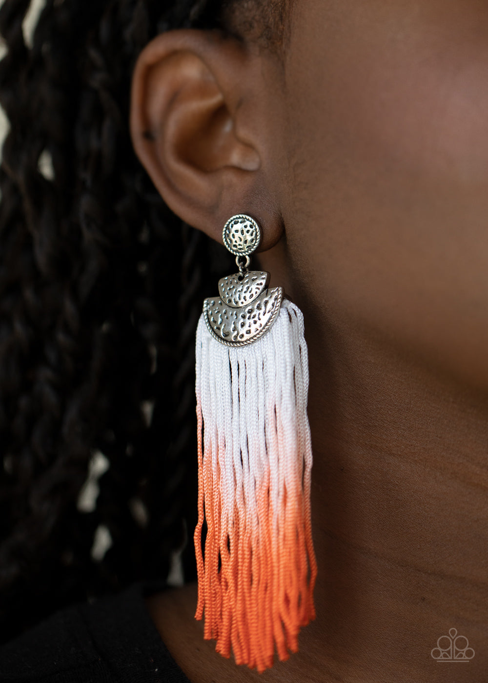 DIP It Up - Orange & White Fringe Ombre Earrings - Princess Glam Shop