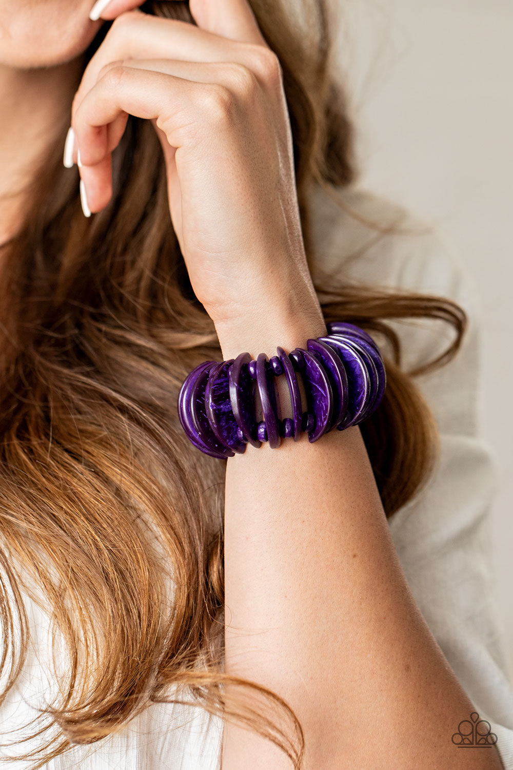 Tropical Tiki Bar - Purple Wood Bracelet - Princess Glam Shop