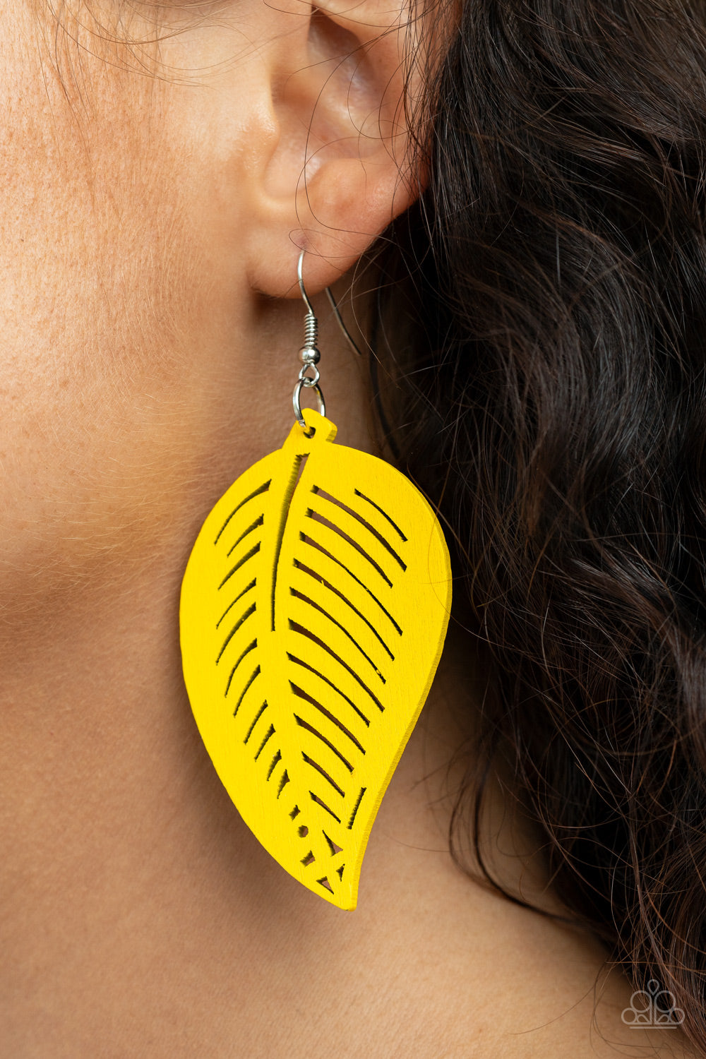 Tropical Foliage - Yellow Wood Earring - Princess Glam Shop