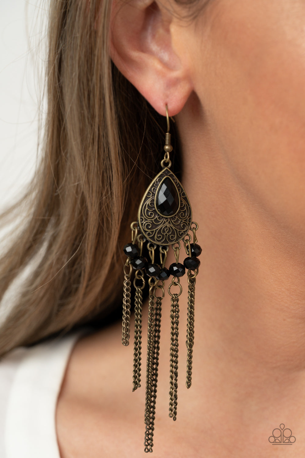 Floating on HEIR - Brass & Black Earrings - Princess Glam Shop