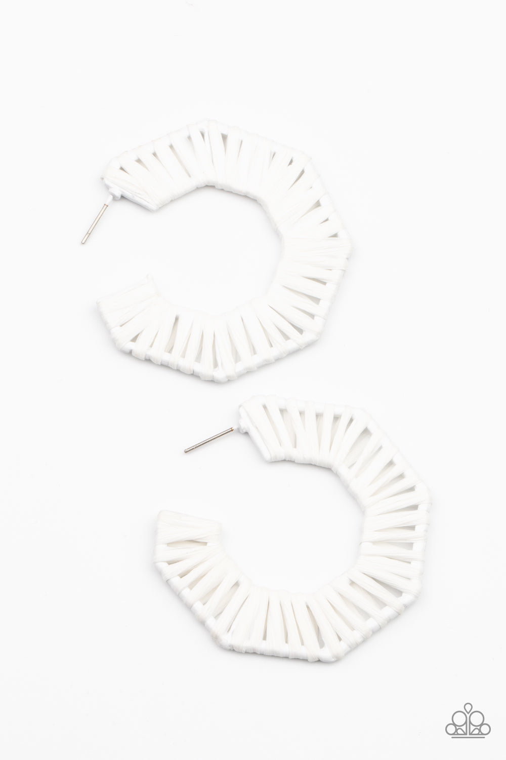 Fabulously Fiesta - White Hoop Earrings - Princess Glam Shop