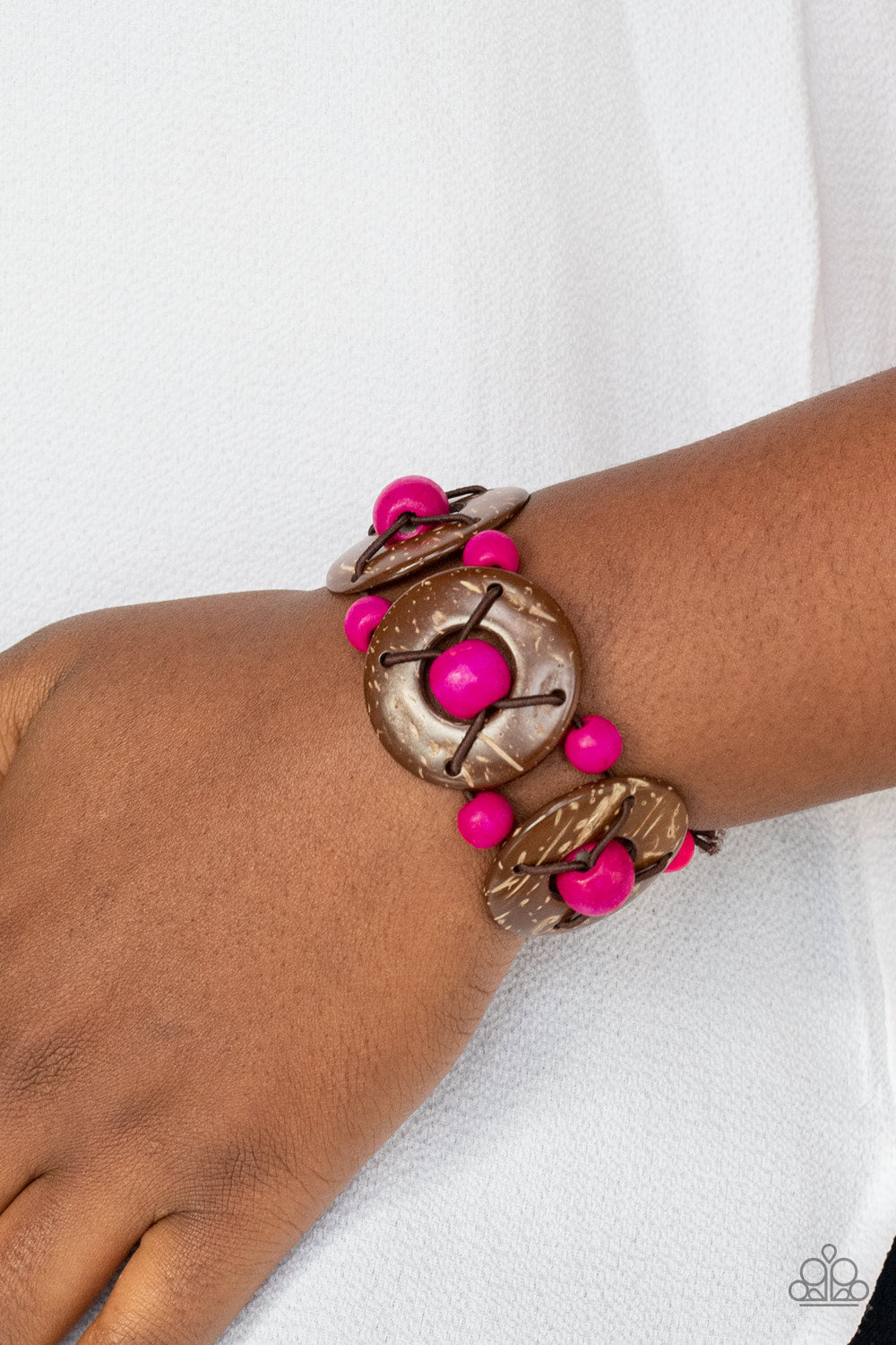 Island Adventure - Pink Wood Bracelet - Princess Glam Shop