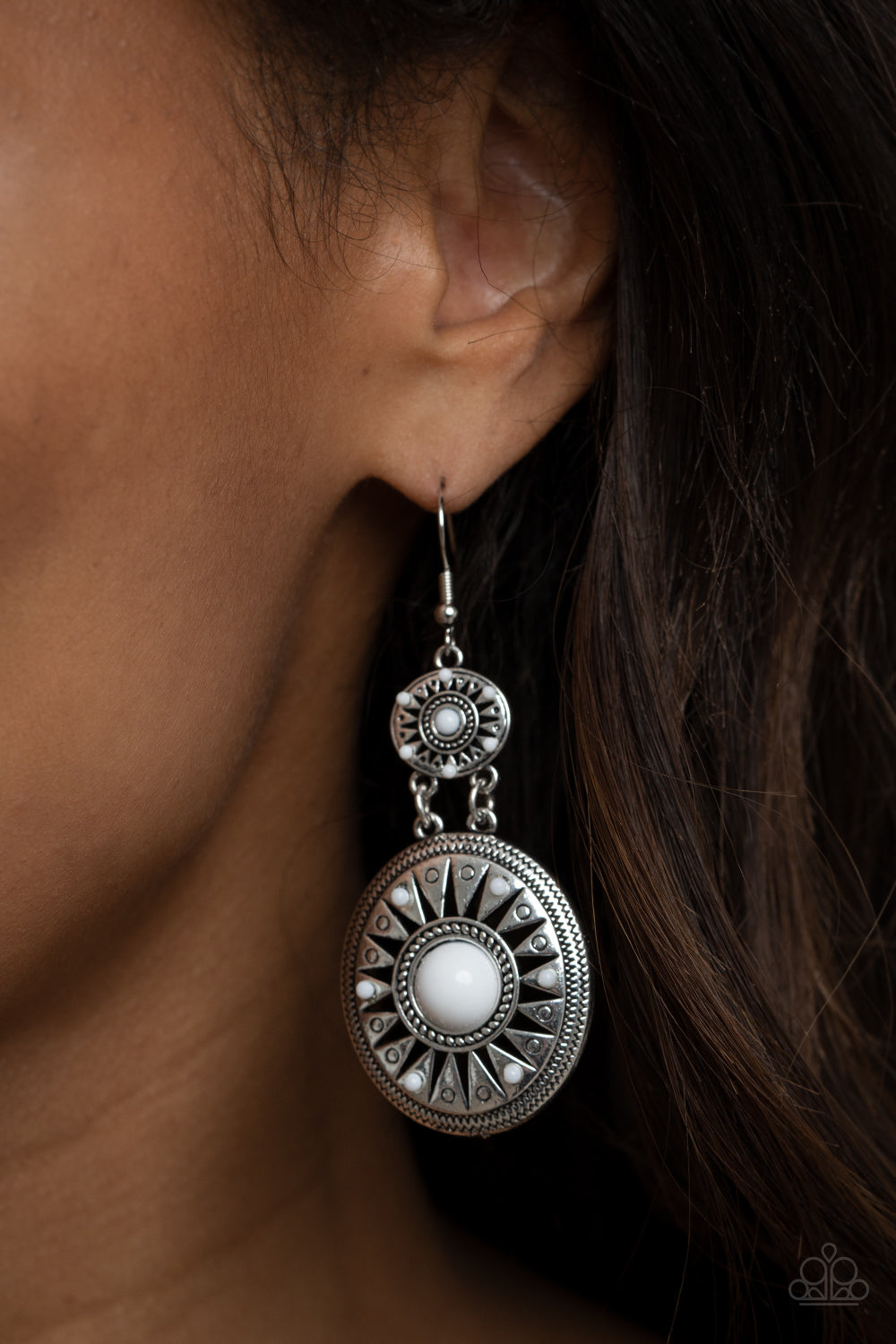 Temple of The Sun - White Earrings - Princess Glam Shop
