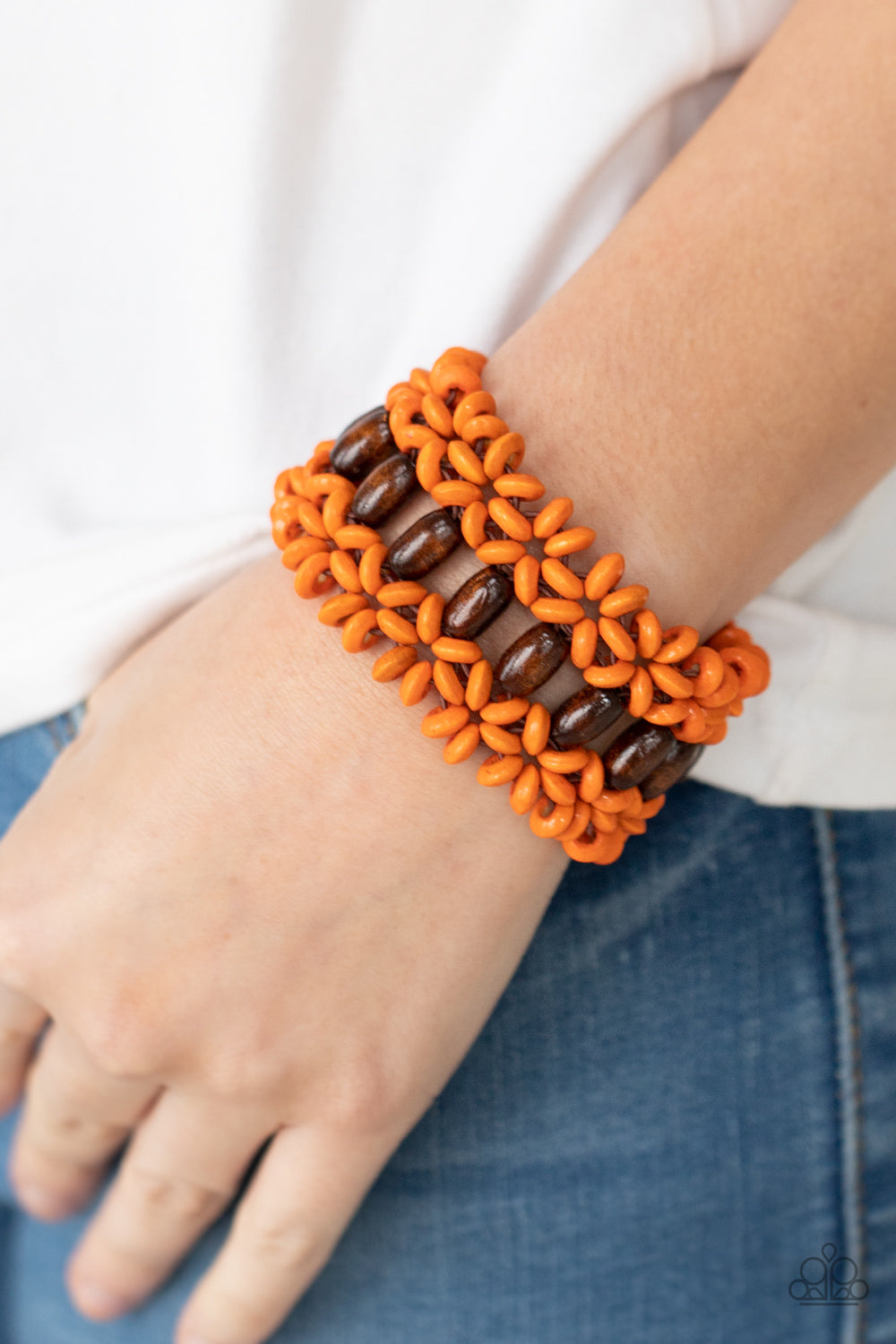 Bali Beach Retreat - Orange Wood Bracelet - Princess Glam Shop