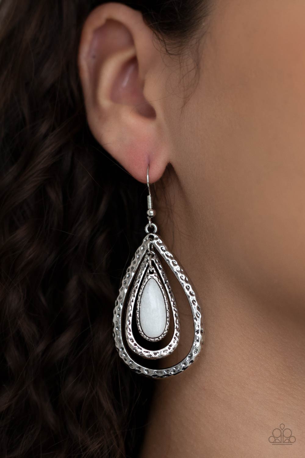 Teardrop Torrent - White Earrings - Princess Glam Shop