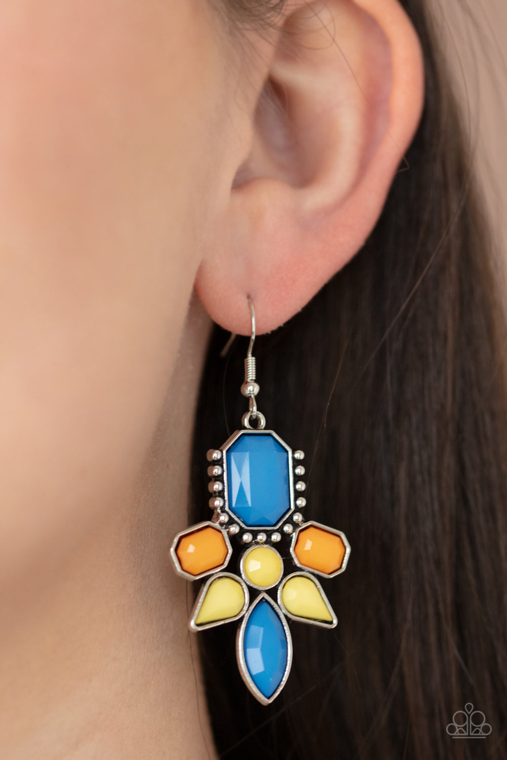 Vacay Vixen - Multi Blue, Yellow & Orange Earrings - Princess Glam Shop