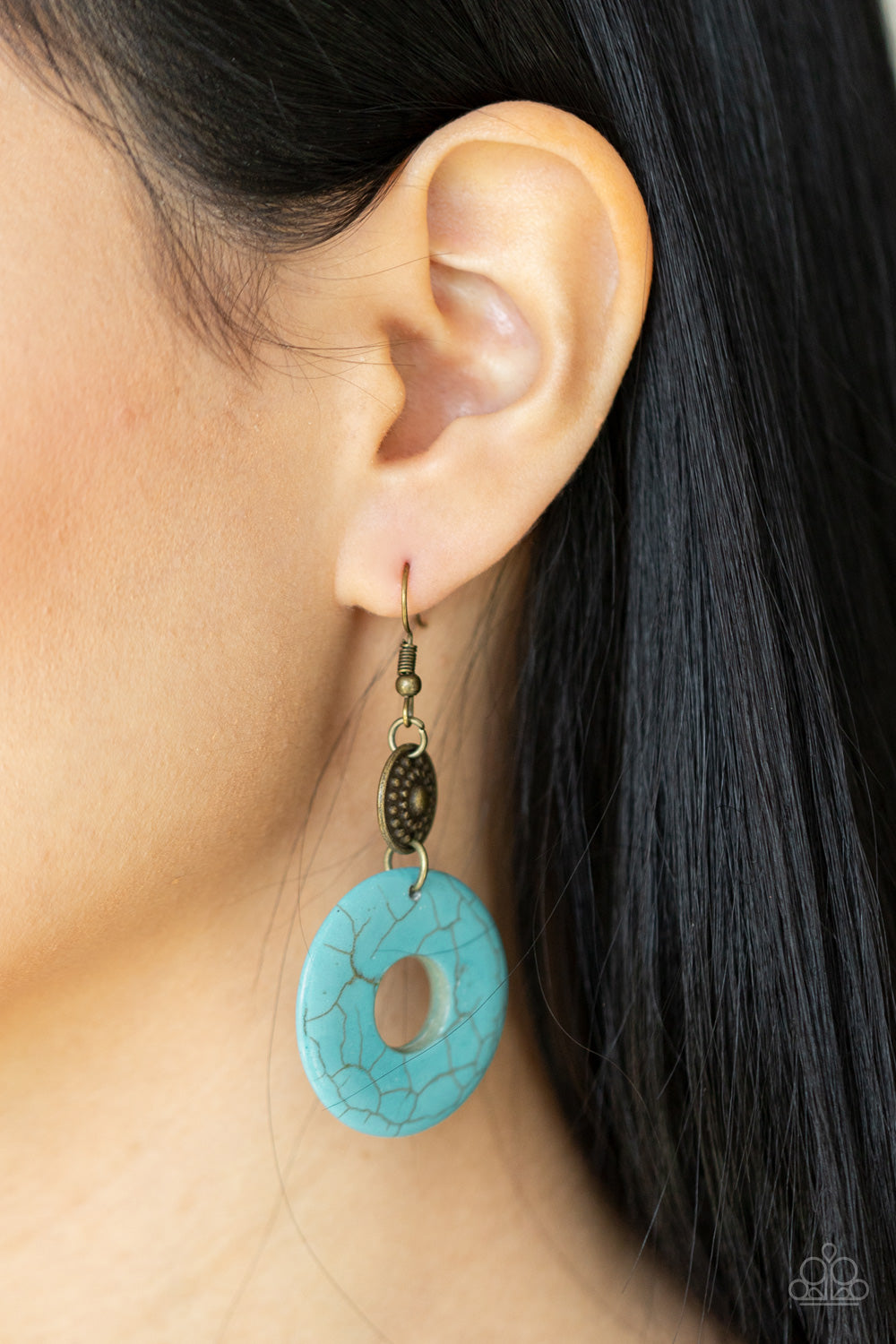 Earthy Epicenter - Brass & Blue Stone Earrings - Princess Glam Shop