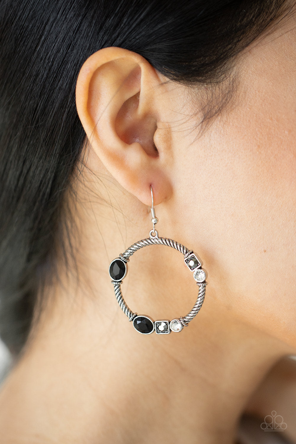 Glamorous Garland - Multi Black, Silver & White Earrings - Princess Glam Shop