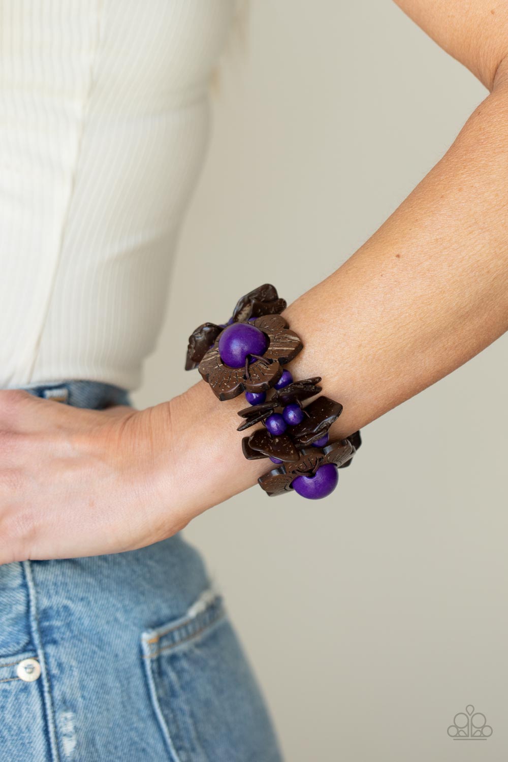 Mediterranean Mangrove - Purple & Brown Wood Bracelet - Princess Glam Shop