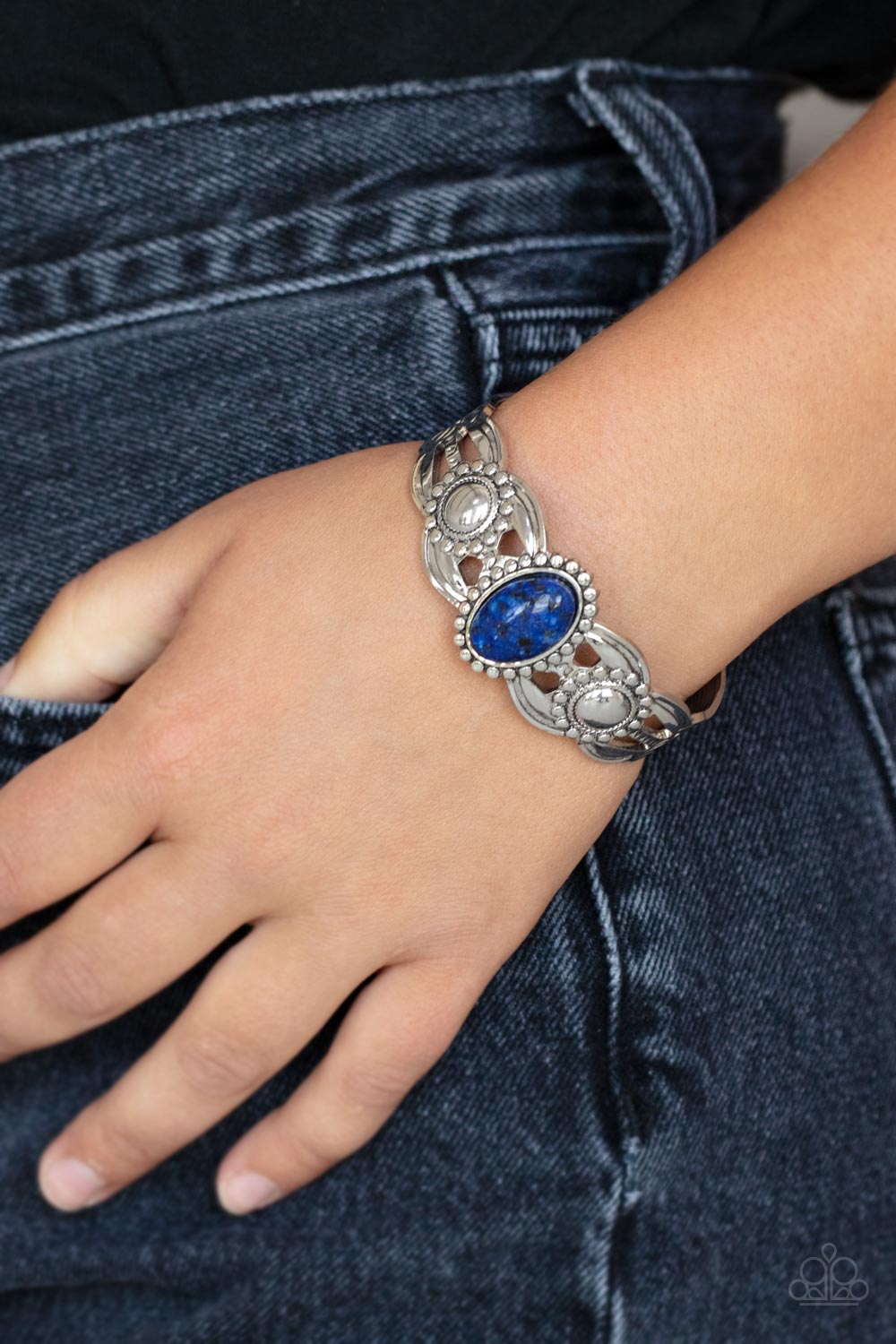 Solar Solstice - Blue Stone Cuff Bracelet - Princess Glam Shop
