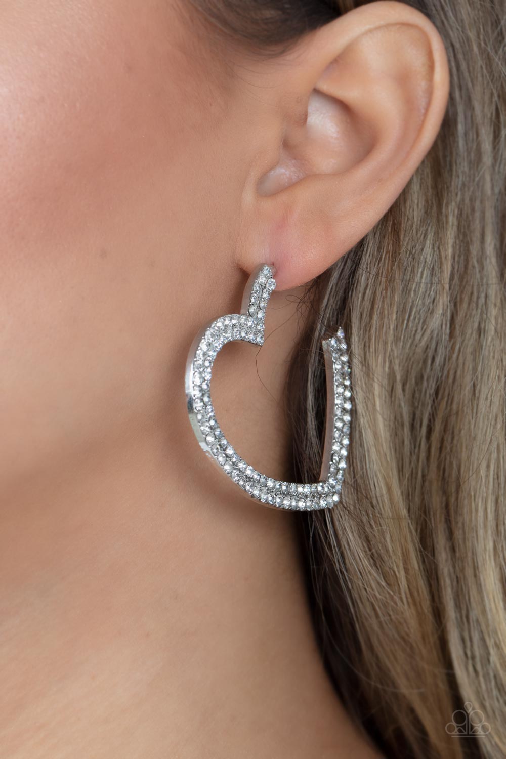 AMORE to Love - White Hoop Earrings - Princess Glam Shop