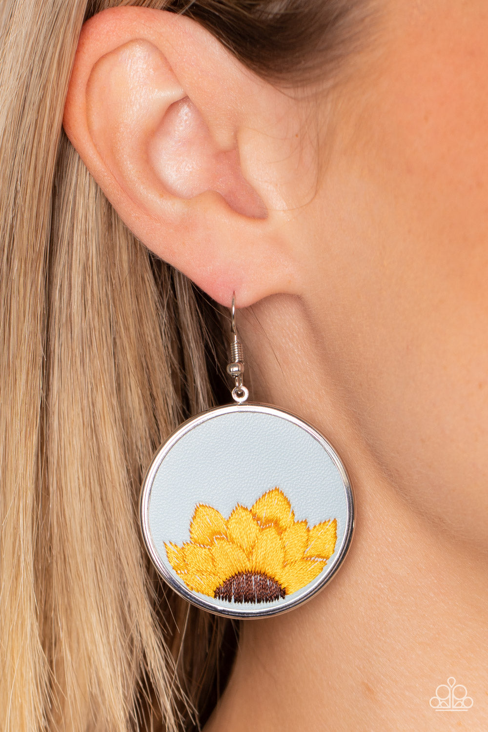 Sun-Kissed Sunflowers - Blue Orange & Brown Earrings - Princess Glam Shop
