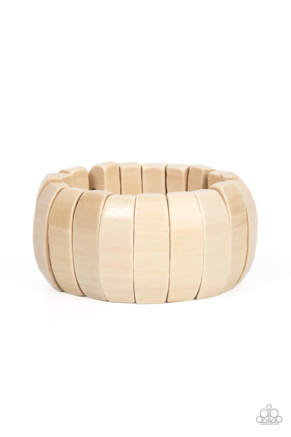 Boardwalk Bonanza - White Wood Bracelet - Princess Glam Shop
