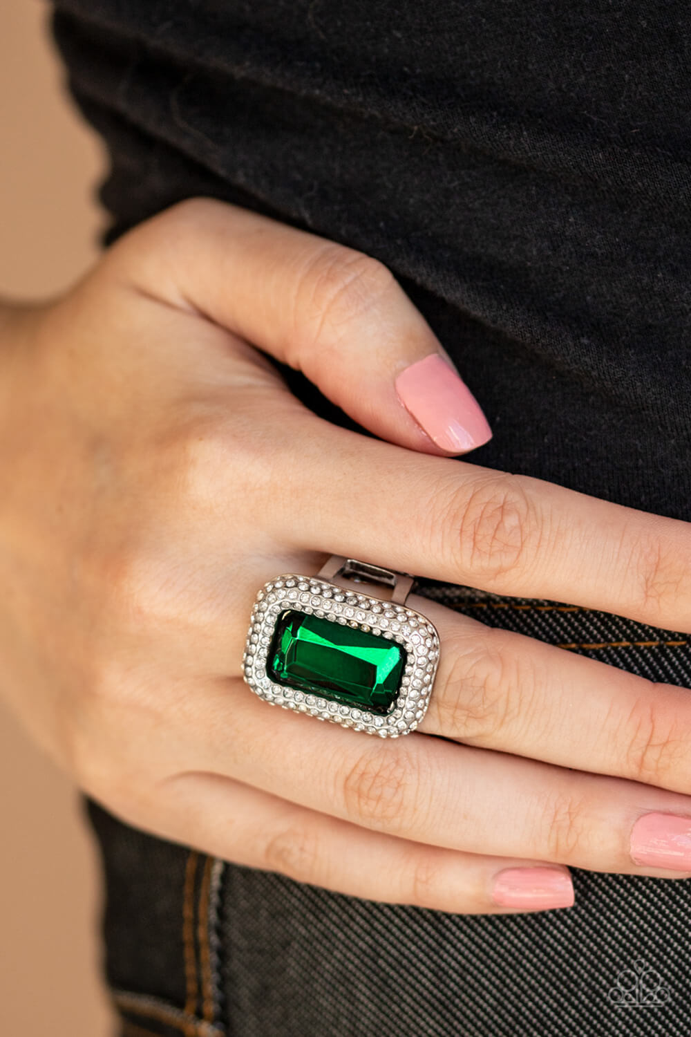 A Grand STATEMENT-MAKER - Green Ring - Princess Glam Shop