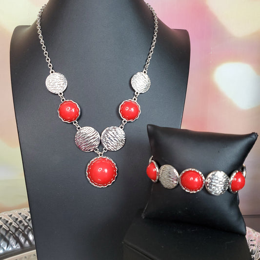 Bohemian Bombshell - Red Necklace Set & Bracelet Combo