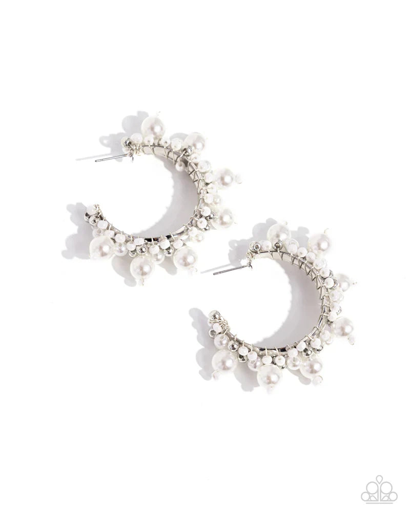 Elite Expense - White Hoop Earrings