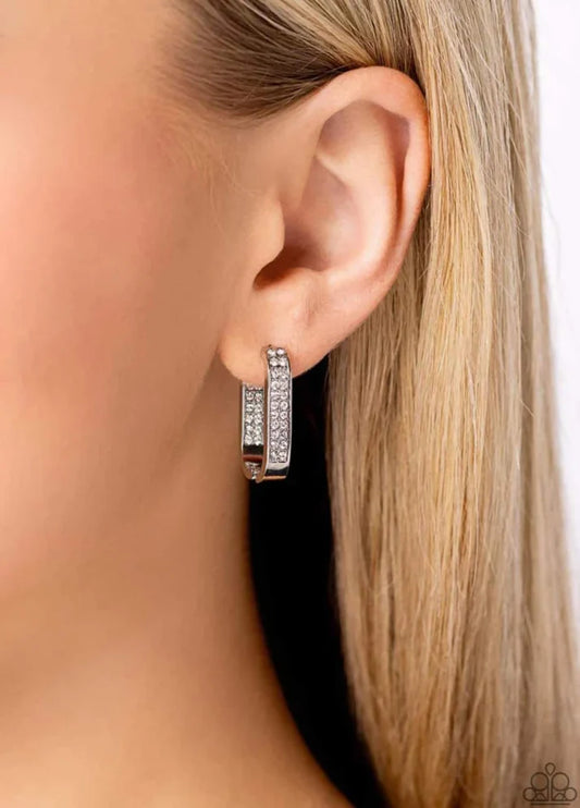 Sinuous Silhouettes - White Hoop Hinge Earrings