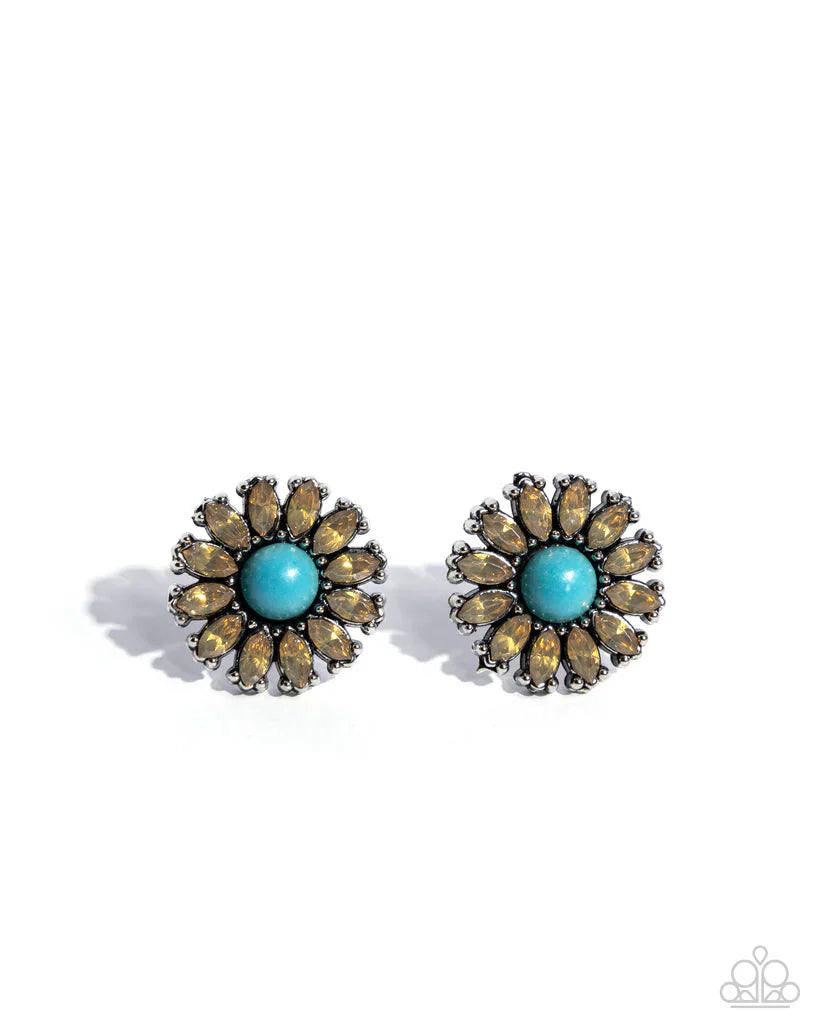 Santa Fe Showcase - Yellow & Blue Stone Post Earrings
