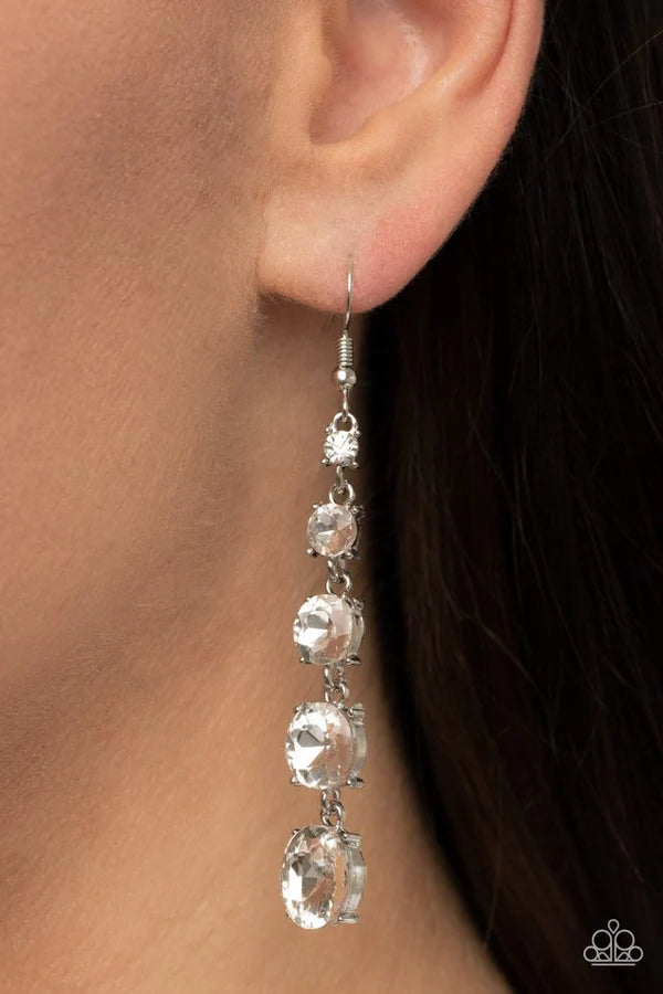 Red Carpet Charmer White Earrings