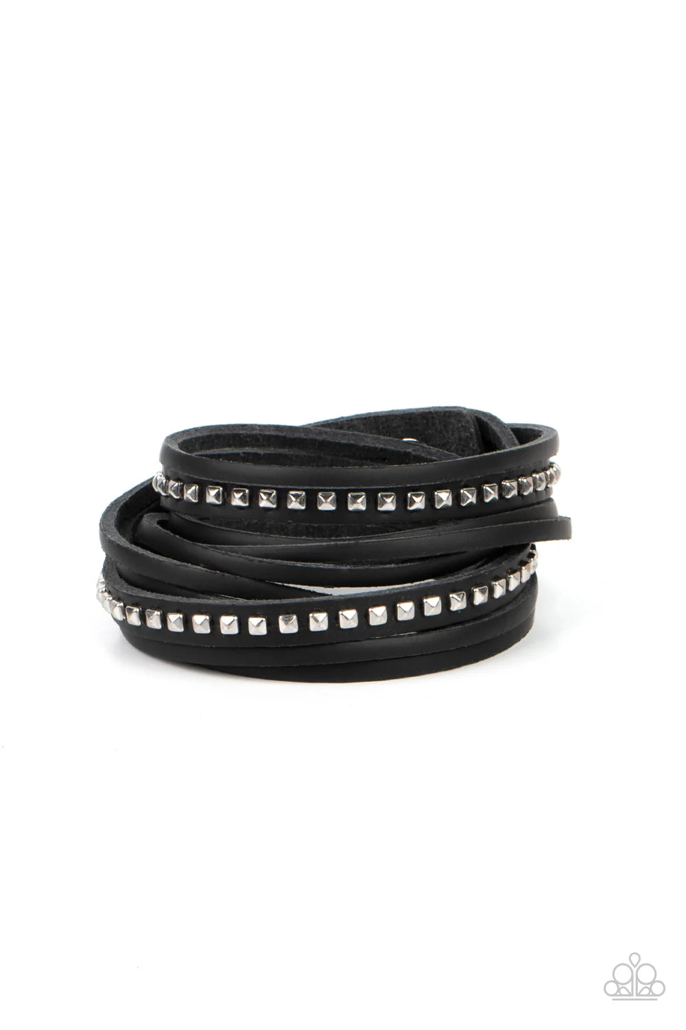 Studded Sensation - Black Wrap Urban Bracelet