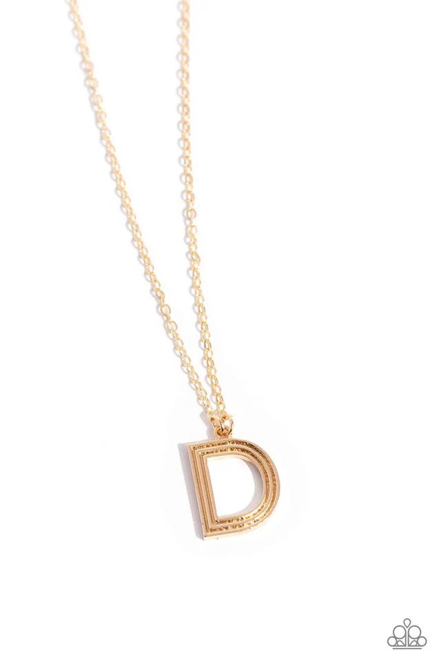 Leave Your Initials - Gold - D - Necklace Set