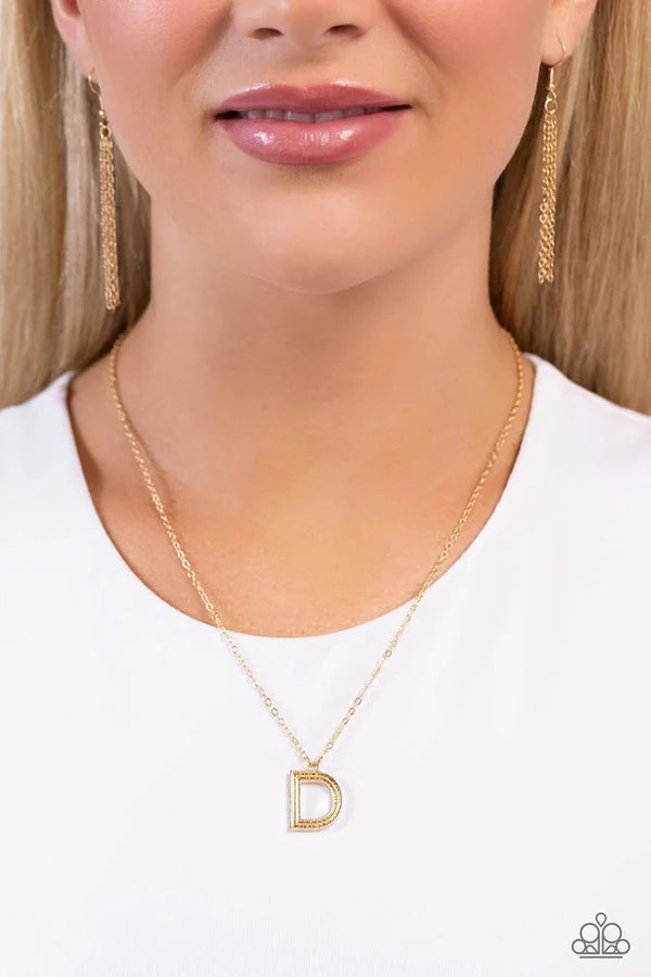 Leave Your Initials - Gold - D - Necklace Set