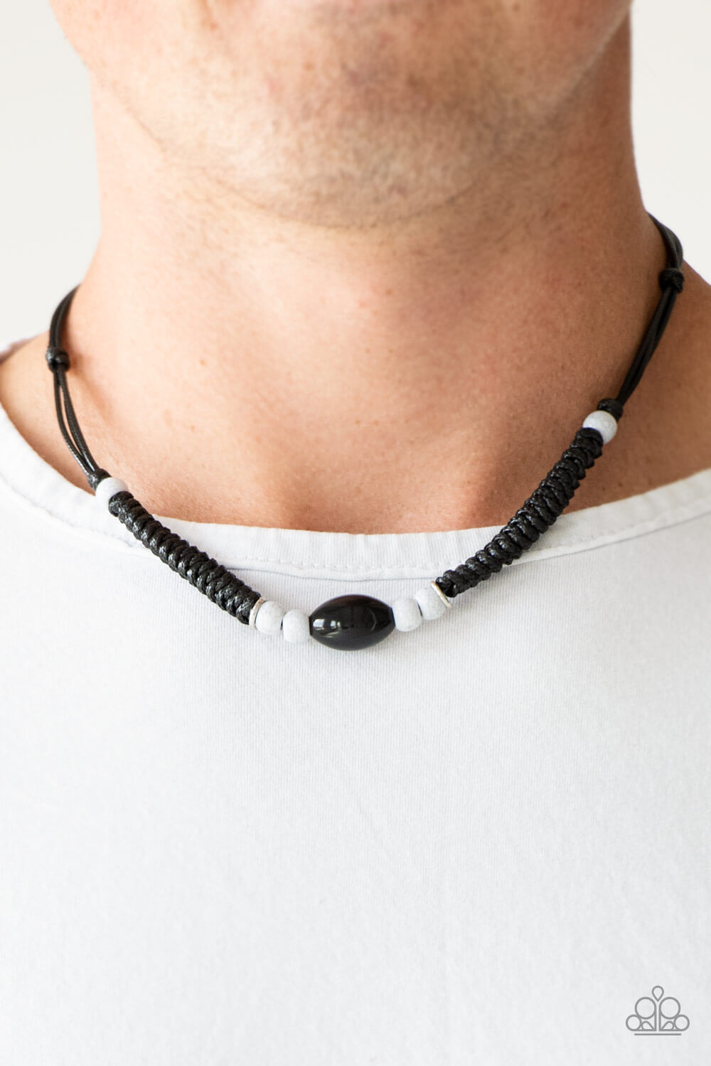 Paparazzi The Forerunner - Black Braided Cord Men's / Unisex Necklace - Princess Glam Shop