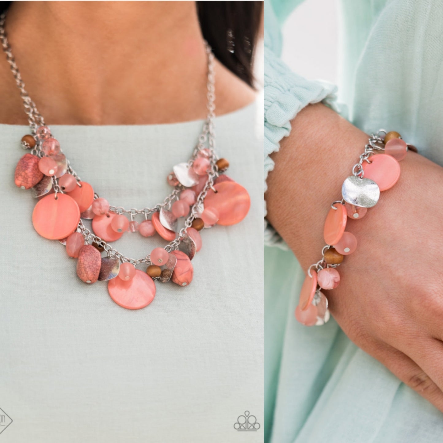 Spring Goddess & Springtime Springs- Orange Necklace Set & Bracelet Combo
