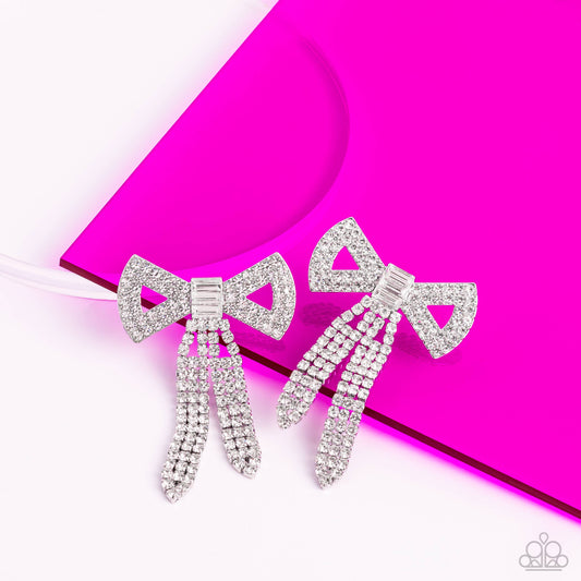 Just BOW With It - White Earrings August 2023 Life of the Party Exclusive