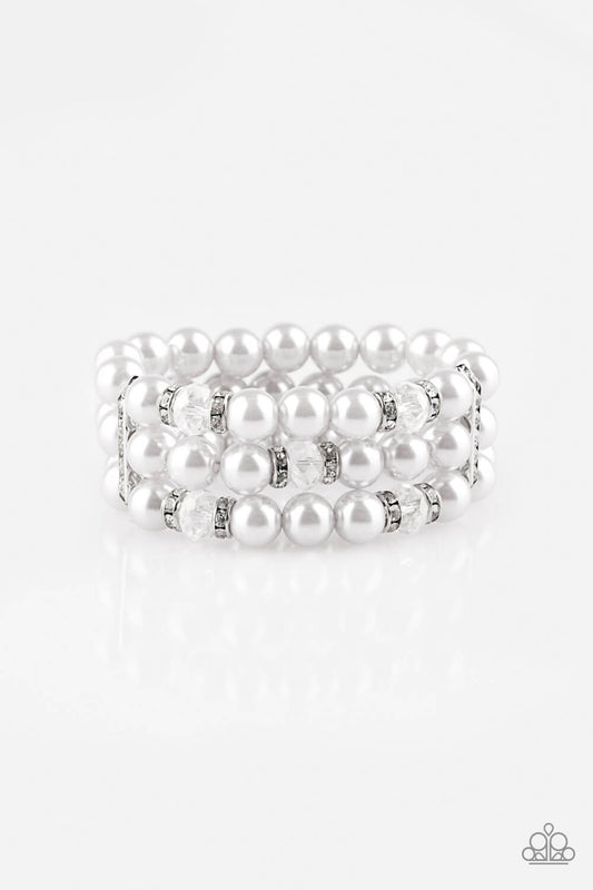 Undeniably Dapper - Silver Pearl Stacked Bracelet - Princess Glam Shop