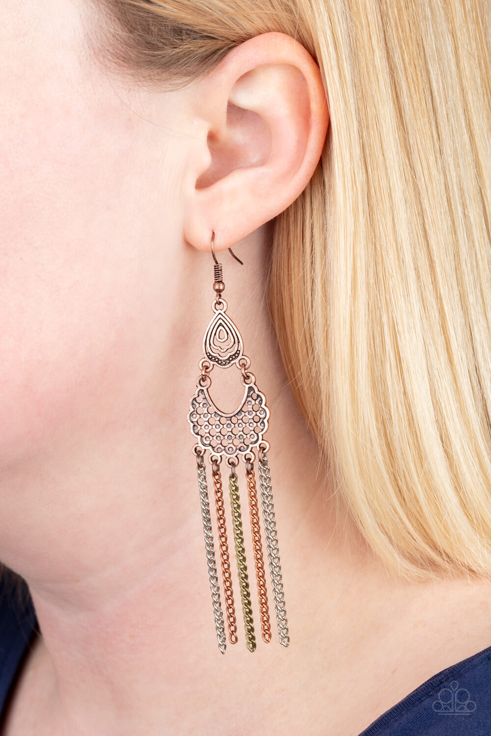 Insane Chain - Multi Copper , Brass & Silver Earrings - Princess Glam Shop
