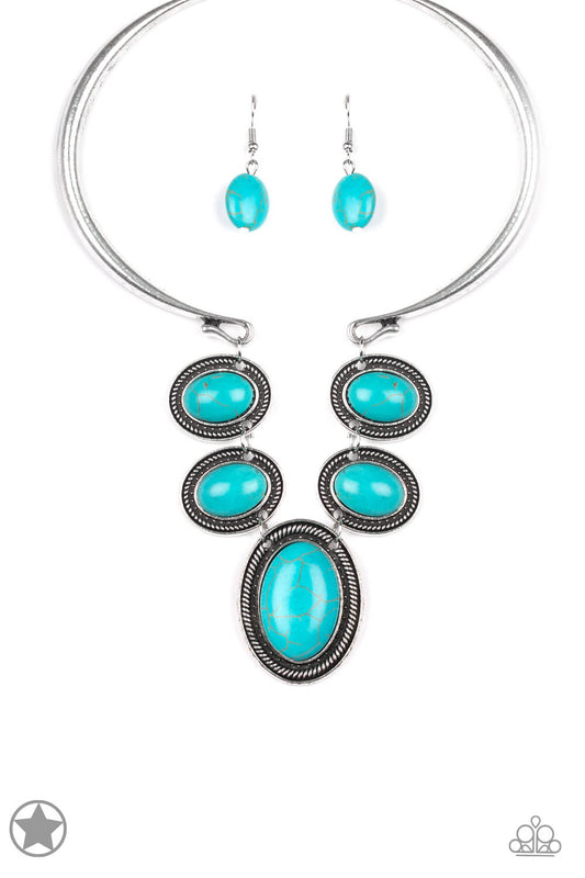 River Ride Blue Turquoise Stone Necklace Set - Princess Glam Shop