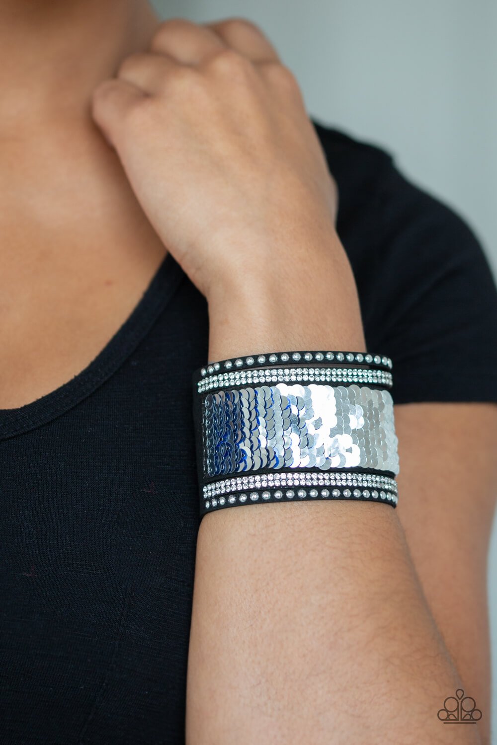 MERMAIDS Have More Fun -Reversible Blue and Silver Snap Wrap Bracelet - Princess Glam Shop