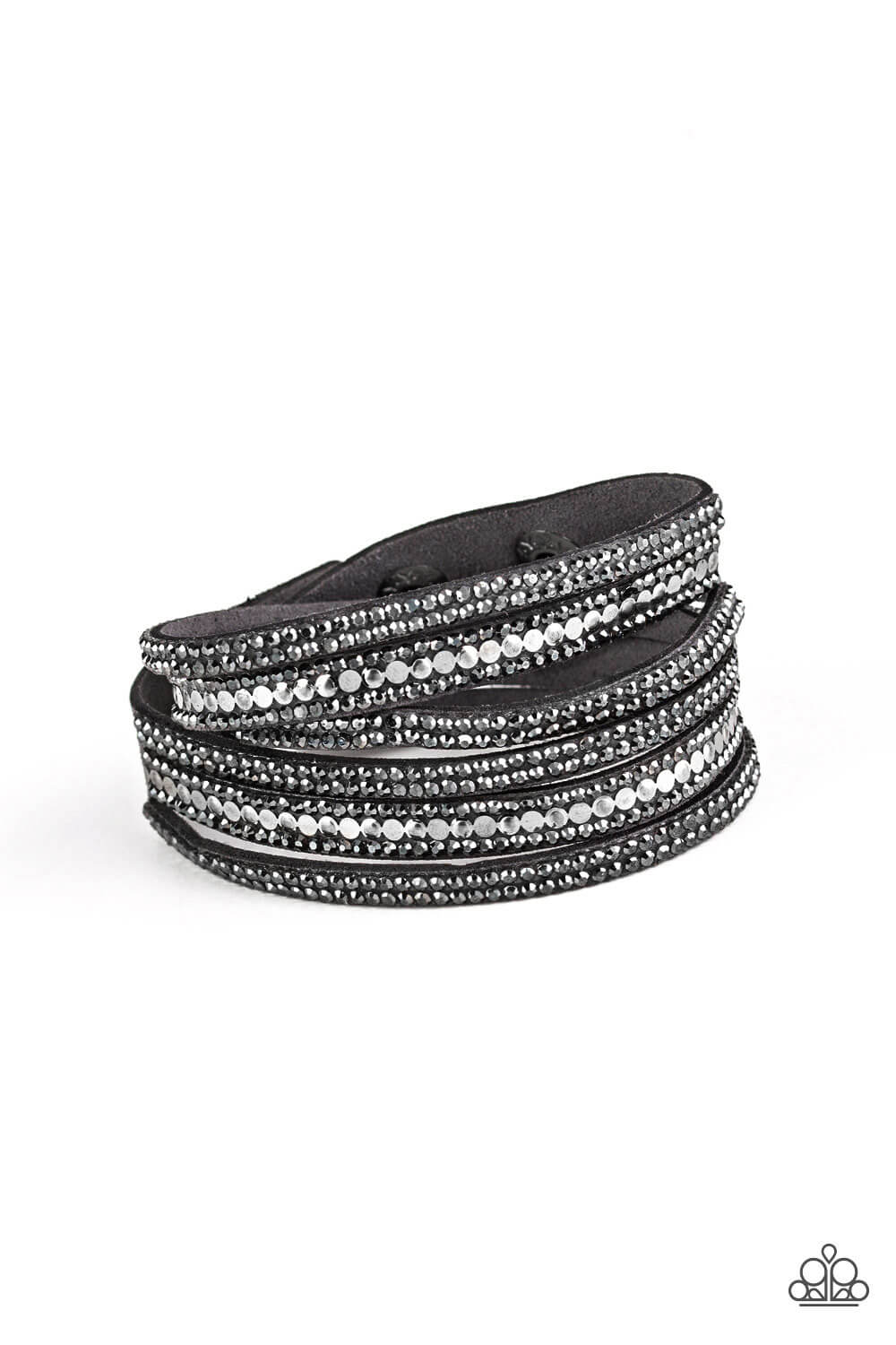 Rock Star Attitude - Silver & Black Snap Wrap Bracelet - Princess Glam Shop