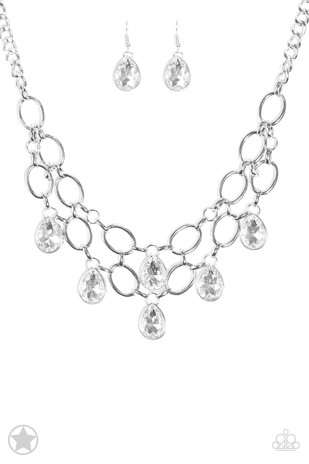 Show-Stopping Shimmer - White Teardrop Necklace Set - Princess Glam Shop