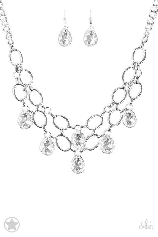 Show-Stopping Shimmer - White Teardrop Necklace Set - Princess Glam Shop