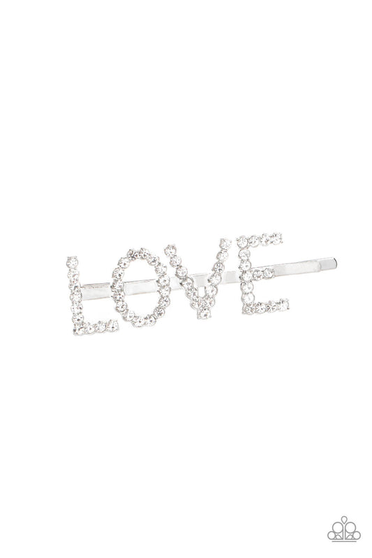 All You Need Is Love - White Bling Hair Clip - Princess Glam Shop