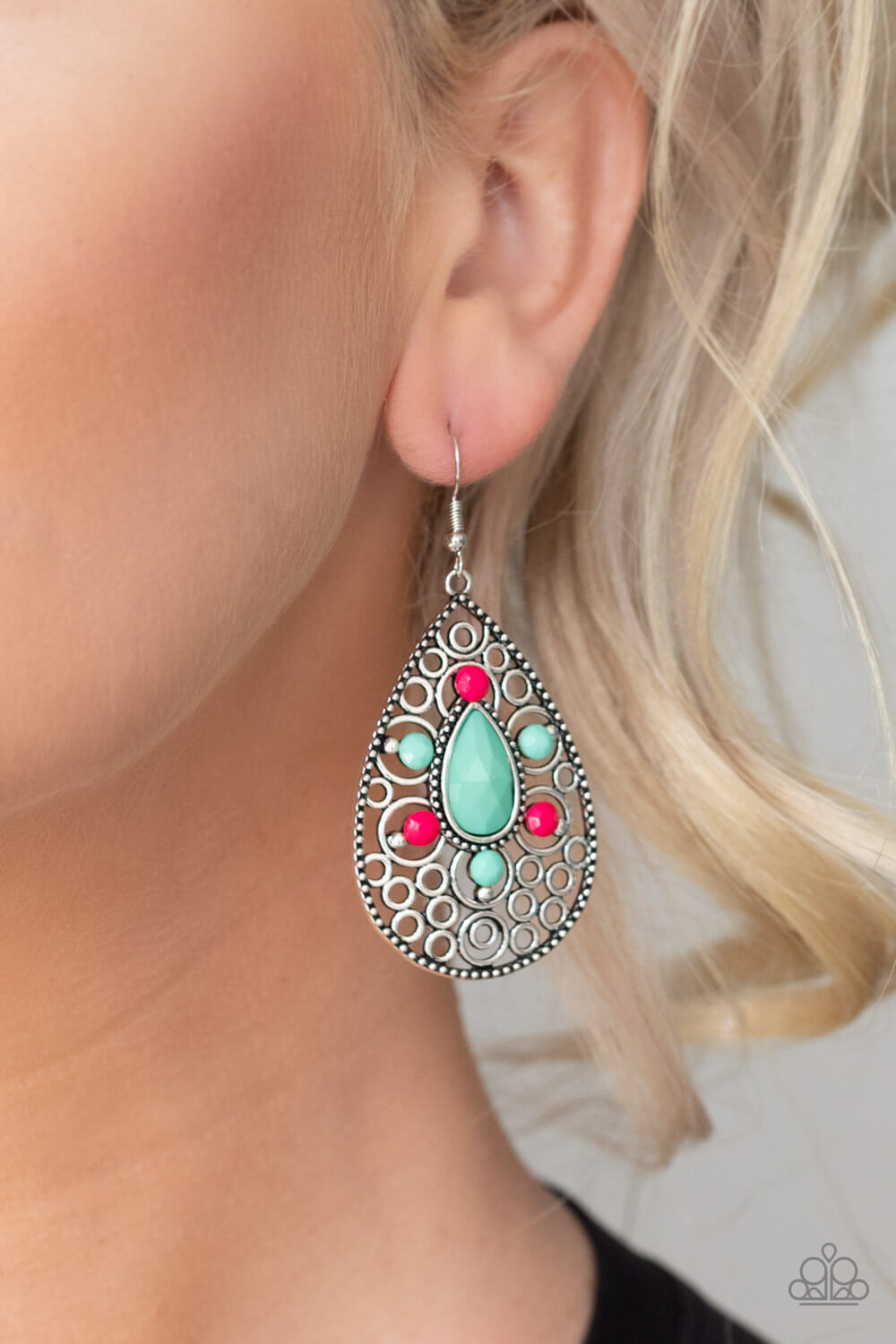 Modern Garden - Multi Green & Pink Earrings - Princess Glam Shop