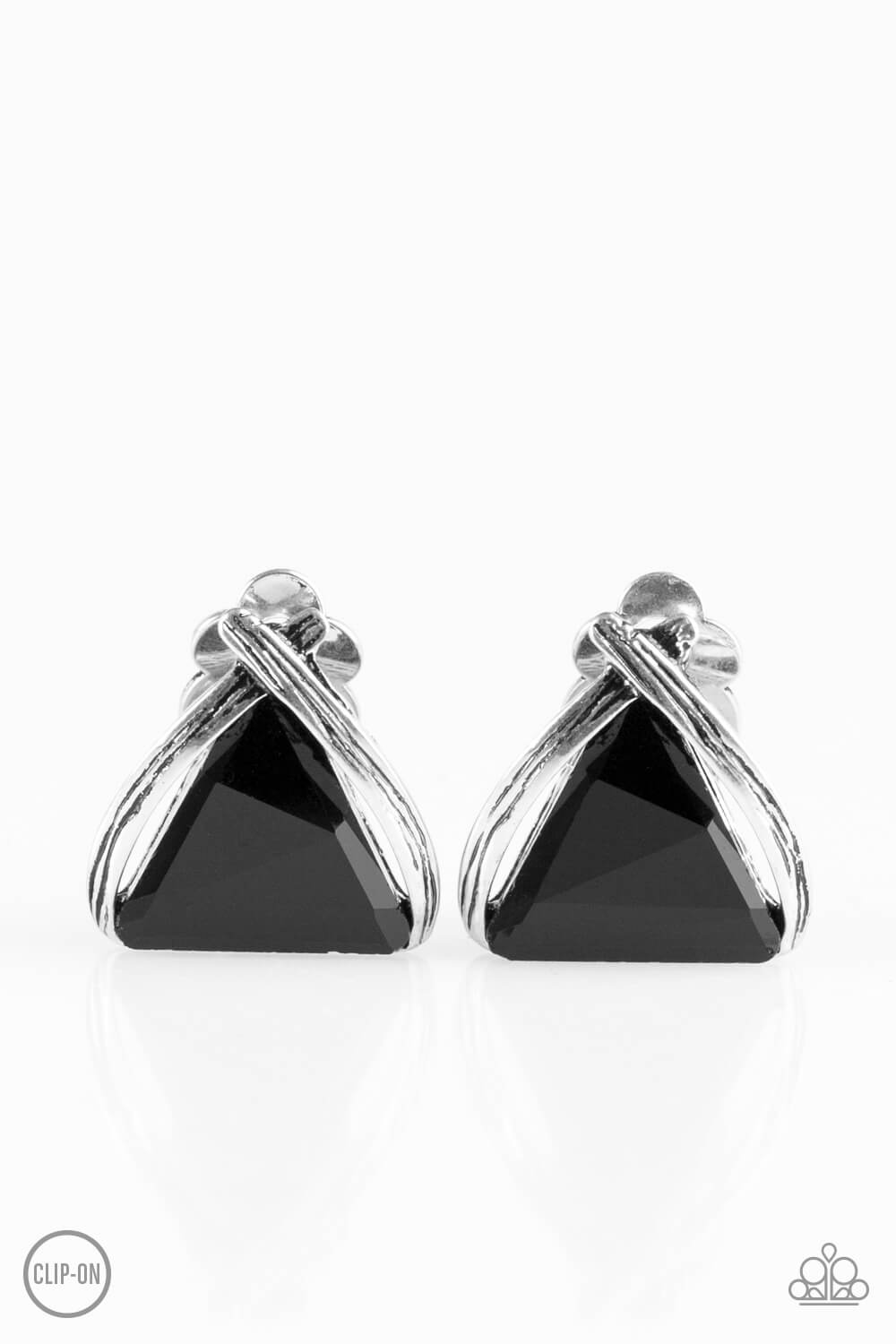 Elegant Edge - Black Clip-On Earrings - Princess Glam Shop